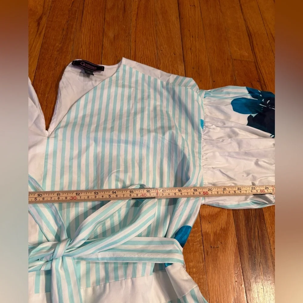 C. Wonder by Christian Siriano XL Striped Floral Puff Sleeve Dress - Picture 5 of 9